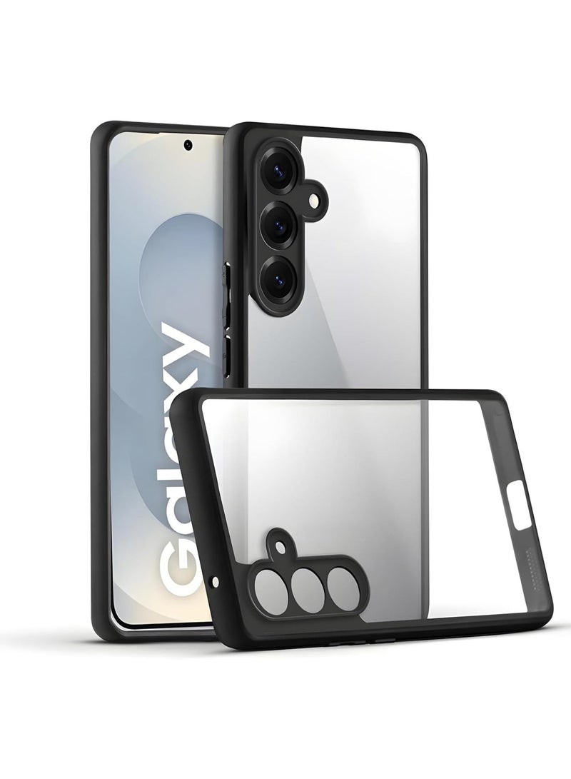 جراب شفاف، مقاوم للصدمات بمواصفات عسكرية، مضاد للاصفرار، جراب حماية نحيف للهاتف، غطاء كامل مع حماية للكاميرا، لهاتف سامسونج جالاكسي S25 FE - أسود - Image 1